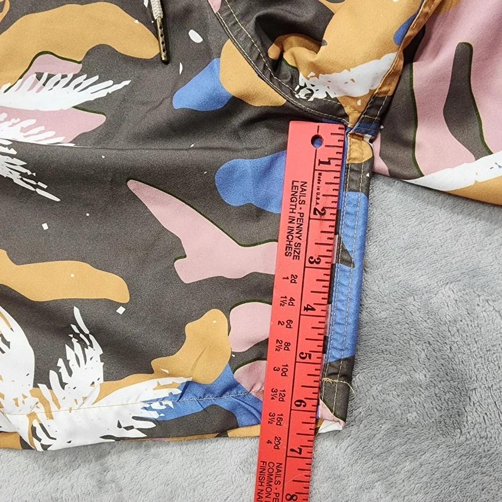 Negative Space Swim Shorts Mens L Multicolor Camo Palm Lined Drawstring Beach